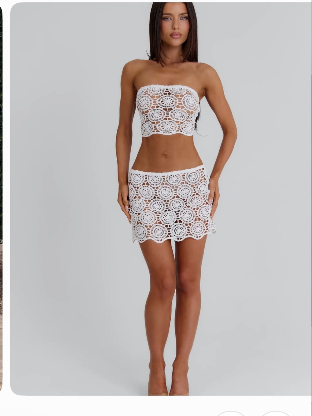 White Crochet Tube Top & Mini Skirt Set